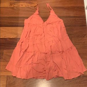 Coral flowy baby doll dress